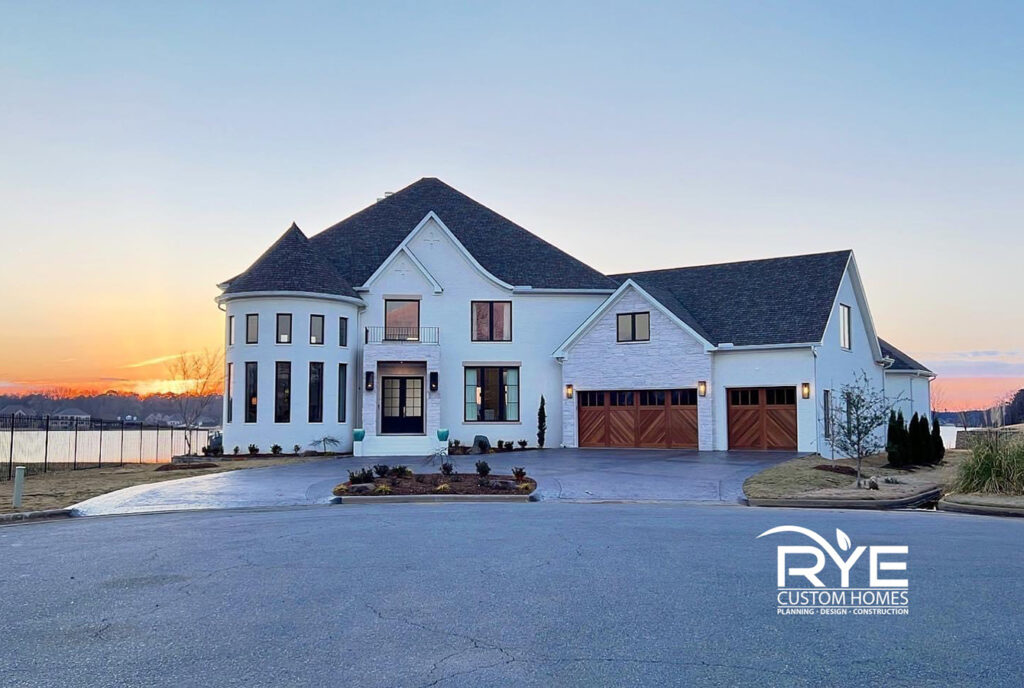 Luxury custom home in Benton, Arkansas with brick and stone exterior built by a Central Arkansas design-build contractor