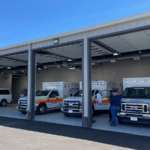 Ambulance bay and emergency vehicle garage at the Pafford EMS facility in Benton, Arkansas, built by Rye General Contractors